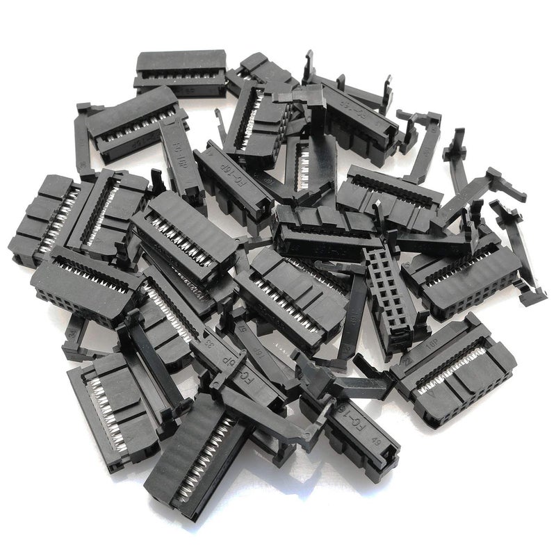 Tegg 25PCS FC-16P IDC Socket Connector Female 2x8 Pin Female Header Rectangular Connector Adapter 2.54mm Pitch for AWG Flat Cable - Image 1